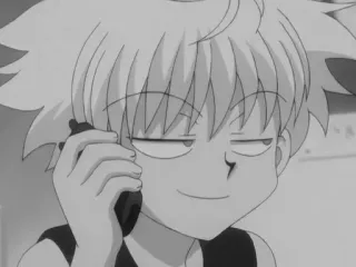 🩸 30c32c37 Killua Zoldyck Hunter x Hunter Anime, Killua, Hunter x Hunter, Manga, Kartun, Panggilan telepon, Senyum whatsapp sticker