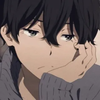 🩸 3d2d74cc Anime, Anak laki-laki, Kartun, Karakter, Sedih, Berpikir whatsapp sticker