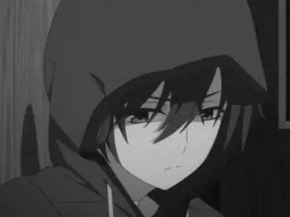 🩸 6bb3c558 Anime, Hoodie, Monokrom, Kartun, Ilustrasi, Potret whatsapp sticker