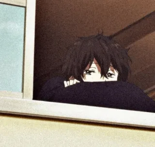🩸 ef18286c anime, anak laki-laki, jendela, potret whatsapp sticker