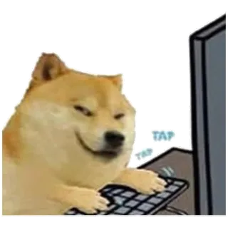 โจ๏ธ 1f58a985 Doge TAP TAP dog, internet meme, typing, keyboard, doge meme telegram sticker