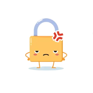 😠 bd37ea09 ล็อค, โกรธ, การ์ตูน, ความปลอดภัย, การป้องกัน telegram sticker