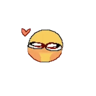 ☺️ 38b3f8cf emoji, yellow face, pixel art, love, heart telegram sticker