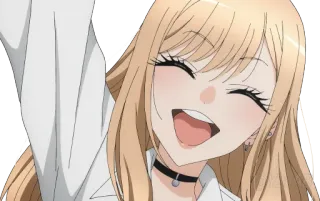 👋 2fd0473b Marin Kitagawa My Dress-Up Darling 动漫, 女孩, 微笑, 开心, 卡哇伊, 更衣人偶坠入爱河, 喜多川海梦 telegram sticker