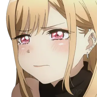 😢 343613c9 Marin Kitagawa My Dress-Up Darling 动漫, 女孩, 可爱, 眼泪, 情感, 哭泣, 卡哇伊 telegram sticker