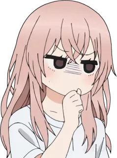 🤔 89f6b736 动漫, 女孩, 粉色头发, 可爱, 表情, 困惑, 怀疑 telegram sticker