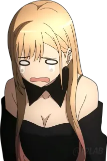 😭 c189fbdf Marin Kitagawa My Dress-Up Darling 动漫, 哭泣, 金发, 女孩, 角色 telegram sticker