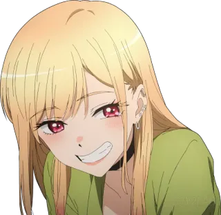 😁 d870de2a Marin Kitagawa My Dress-Up Darling 动漫, 金发, 女孩, 可爱, 喜多川海梦, 更衣人偶坠入爱河 telegram sticker