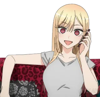 😦 f769162d Marin Kitagawa My Dress-Up Darling 动漫, 女孩, 可爱, 喜多川海梦, 更衣人偶坠入爱河, 微笑, 快乐 telegram sticker