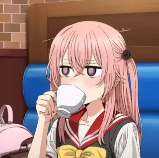 💈 0548ea13 动漫, 女孩, 咖啡, 可爱, 粉色头发 telegram sticker