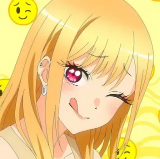 💈 0e2b685d Marin Kitagawa My Dress-Up Darling 动漫, 金发, 眨眼, 可爱, 肖像, 更衣人偶坠入爱河, 喜多川海梦 telegram sticker