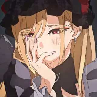 💈 2a0d17b1 动漫, 女孩, 金发, 悲伤 telegram sticker