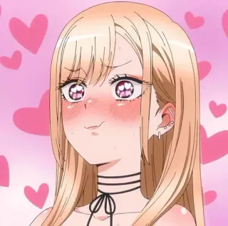 💈 3f94717e Marin Kitagawa My Dress-Up Darling 动漫, 卡通, 女孩, 可爱, 爱, 爱心, 脸红 telegram sticker