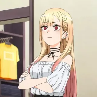 💈 63212424 Marin Kitagawa My Dress-Up Darling 动漫, 女孩, 金发, 颈链, 可爱, 喜多川海梦, 更衣人偶坠入爱河 telegram sticker