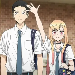 💈 79065af7 动漫, 情侣, 校服, 微笑, 可爱 telegram sticker