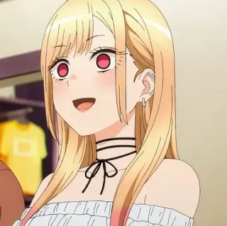 💈 de738618 Marin Kitagawa My Dress-Up Darling 动漫, 喜多川海梦, 更衣人偶坠入爱河, 金发, 耳环, 颈圈 telegram sticker