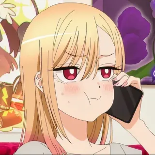 💈 e0e4a5ca Marin Kitagawa My Dress-Up Darling 动漫, 女孩, 金发, 手机, 沮丧, 可爱 telegram sticker