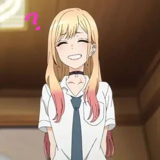 💈 fc4f6dc8 Marin Kitagawa My Dress-Up Darling 动漫, 校服, 金发, 可爱, 微笑 telegram sticker