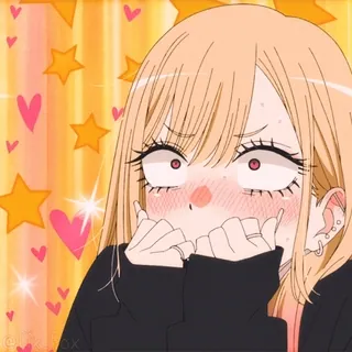 😍 175d37bc Marin Kitagawa My Dress-Up Darling 动漫, 可爱, 脸红, 开心, 喜多川海梦, 更衣人偶坠入爱河 telegram sticker