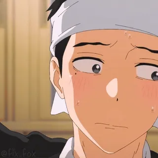 😈 20a6d474 @fix_fox 动漫, 汗, 头带, 卡通, 肖像, 男人 telegram sticker