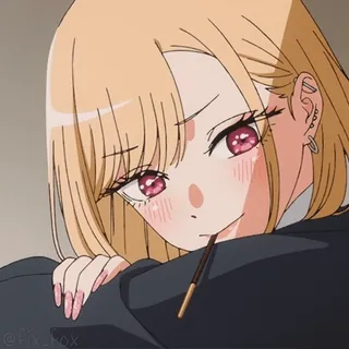 ☺️ 277ecca7 @Pix_Fox 动漫, 女孩, 金发, 可爱, 百奇, 脸红 telegram sticker