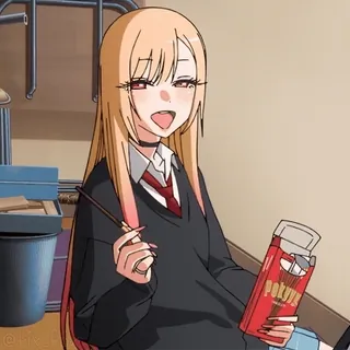 😏 2d2cc43d Marin Kitagawa My Dress-Up Darling 动漫, 女孩, 巧克力, 百奇, 校服, 角色 telegram sticker