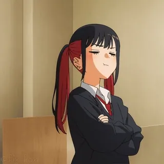 😋 40a4a6c6 @Fix_Blyxx 动漫, 校服, 双马尾, 红发, 黑发, 得意, 卡通 telegram sticker