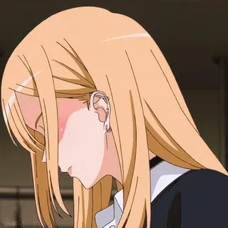 😏 52a262ee 动漫, 女孩, 金发, 侧脸, 耳环 telegram sticker