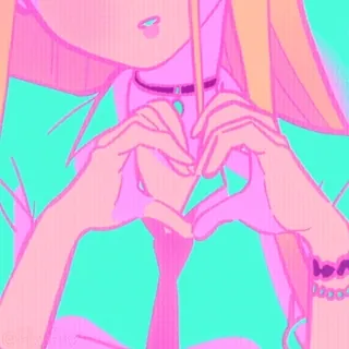 ❤️ 75885b13 爱心手, 动漫, 粉色, 女孩, 可爱, 粉彩 telegram sticker