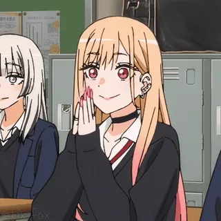 👏 dc42dfff Marin Kitagawa My Dress-Up Darling 动漫, 女学生, 可爱, 脸红, 卡哇伊, 耳环 telegram sticker