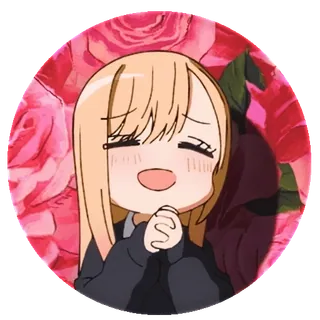 😊 e5567cec 动漫, Q版, 可爱, 女孩, 玫瑰 telegram sticker