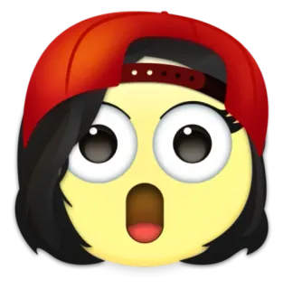 😲 cce5552b Emoji, Femme, Dessin animé, Choquée, Fille, Chapeau rouge, Surprise, Émotion whatsapp sticker