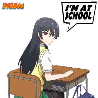 🧮 46fda9fc I'M AT SCHOOL 애니메이션, 학교, 학생, 앉아있는, 책상, 여자 telegram sticker