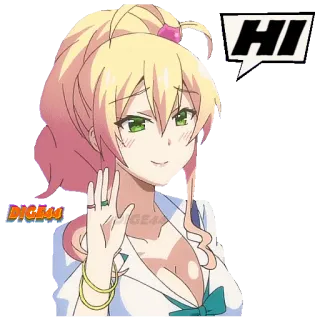 👋 7da6ec56 HI 애니메이션, 소녀, 안녕하세요, 인사, 손 흔들기 telegram sticker