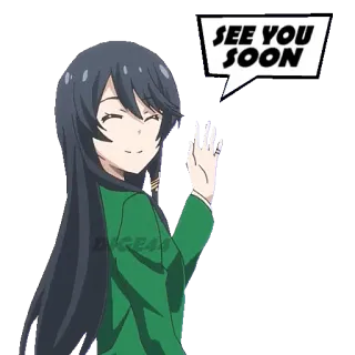 🤗 7fe5375a SEE YOU SOON 애니메이션, 소녀, 손 흔들기, 또 만나요, 인사 telegram sticker