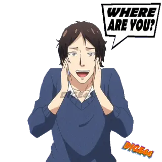 😑 aa9b29d1 WHERE ARE YOU? 애니메이션, 질문, 검색, 걱정, 대화 telegram sticker