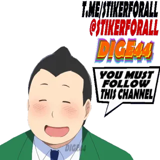 🗣 d590b6b0 YOU MUST FOLLOW THIS CHANNEL 만화, 채널, 팔로우, 미소 telegram sticker