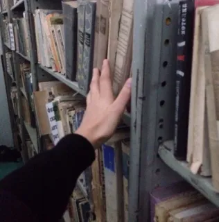 🌟 5fb26f52 책장, 책, 손, 도서관, 독서 telegram sticker