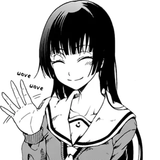 👋 3dbd3540 anime, cô gái, cười, vẫy tay, hoạt hình telegram sticker