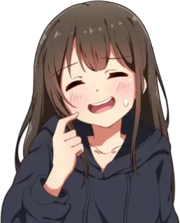 😓 436f200d cô gái anime, dễ thương, vui vẻ, cười, hoạt hình, anime, tóc nâu telegram sticker