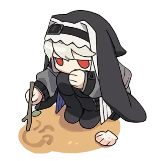 😔 7cc44e65 anime, nhân vật, dễ thương, ngồi xổm, cát, vỏ sò telegram sticker