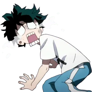 😱 240e6572 Izuku Midoriya My Hero Academia anime, spaventato, ragazzo, capelli verdi, scioccato telegram sticker