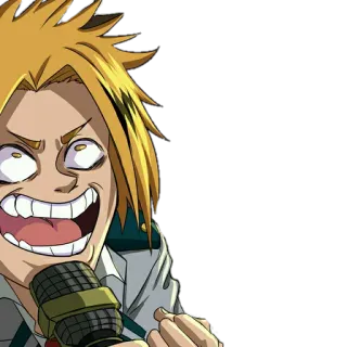 😝 36544a73 Denki Kaminari My Hero Academia anime, my hero academia, denki kaminari, microphone, character, manga telegram sticker
