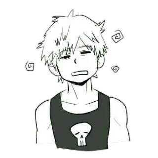 😑 3f889526 cartoon, anime, skull, dizzy, exhausted telegram sticker