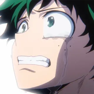 🎭 80e79d32 Izuku Midoriya My Hero Academia Anime, Chorando, Personagem, Menino, Cabelo verde, Mangá whatsapp sticker