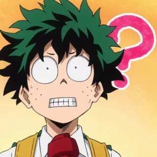🎭 ce806ac7 Izuku Midoriya My Hero Academia Anime, Mangá, My Hero Academia, Izuku Midoriya, Deku, Herói, Desenho animado, Ponto de interrogação whatsapp sticker