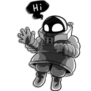 ✋ 4c1c46c9 Hi robot, saluto, cartone animato, adesivo telegram sticker