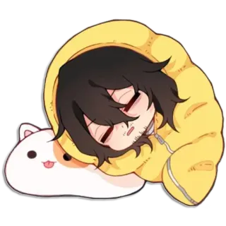 😴 7c47c19a Shota Aizawa My Hero Academia Anime, Personaggio, Sonno, Gatto, Cartone animato, Sacco a pelo telegram sticker