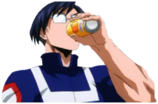 🥤 7e5d622e Tenya Iida My Hero Academia anime, manga, hero, drinking, glasses, character telegram sticker
