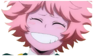 😁 dc3f37c8 Mina Ashido My Hero Academia anime, smile, pink hair, cute telegram sticker